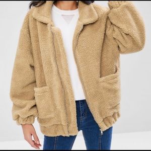 never been worn zip up teddy jacket